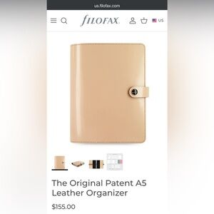 Filofax A5 Patent Leather Organizer in Nude Color